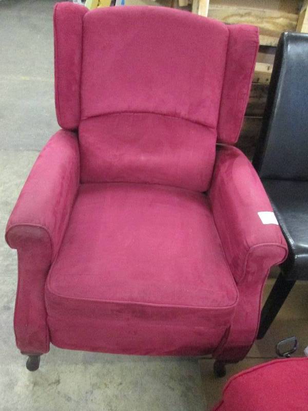 lot 51 image: Microfiber Wingback Recliner open b...