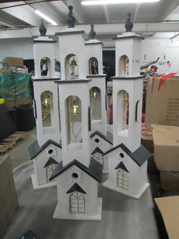 lot 55 image: Lot of 4 Church Steeple Birdhouses ...
