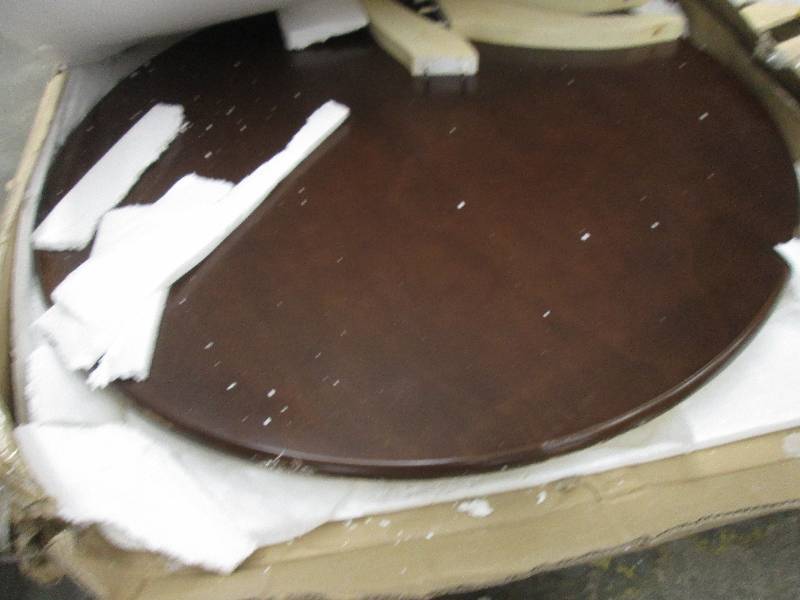 lot 100 image: Wood Round Table Top,slight damage ...