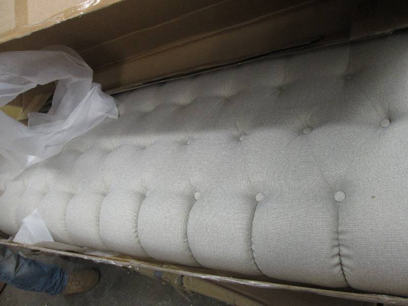 lot 111 image: Tufted Linen Headboard Queen  open ...