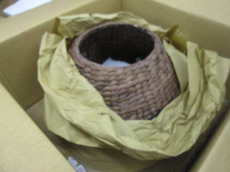 lot 113 image: Woven Basket Storage Table open box...