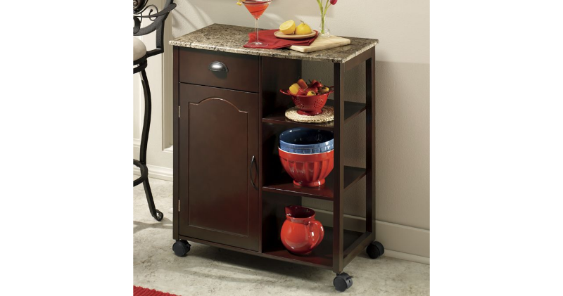 lot 48 image: Marble-Look Kitchen Cart open box R...
