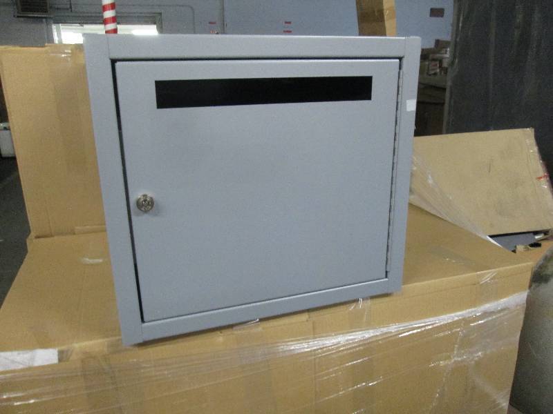 lot 202 image: Metal Locked Drop Box 20Wx20Dx18H i...