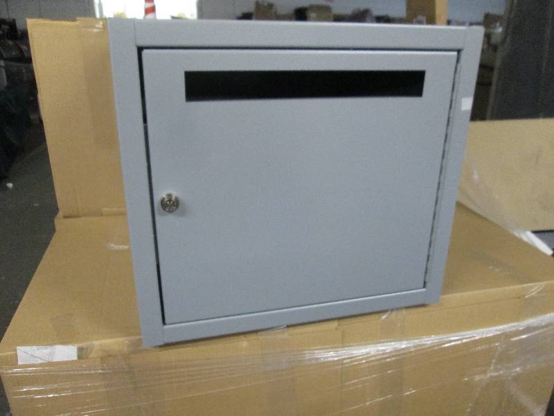 lot 203 image: Metal Locked Drop Box 20Wx20Dx18H i...