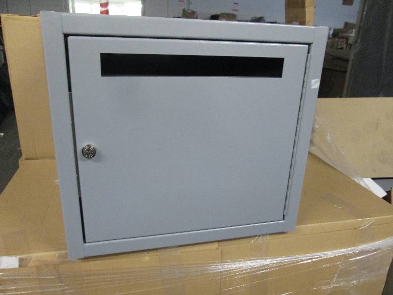 lot 205 image: Metal Locked Drop Box 20Wx20Dx18H i...