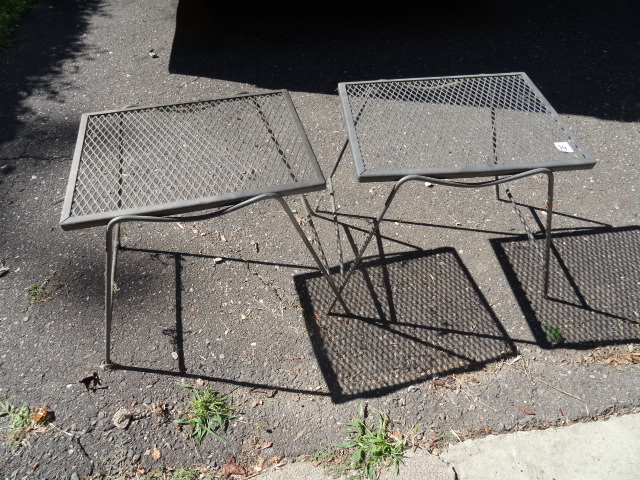 lot 34 image: 2 metal outdoor patio tables. 18 x ...