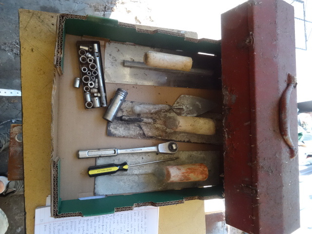 lot 37 image: Misc cement tools. Misc sockets and...