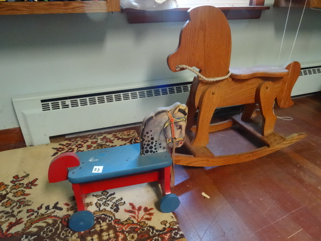 lot 53 image: Vintage ride on horse. Wood rocking...