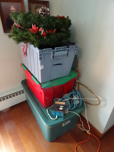 lot 75 image: Misc Christmas lights with bins. ...