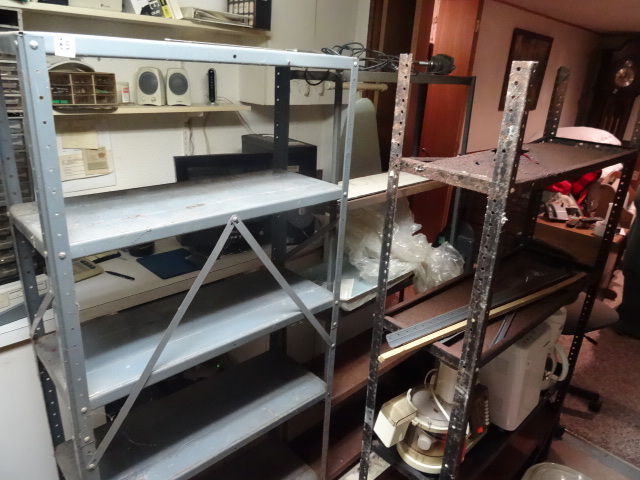 lot 85 image: 3 metal storage shelves. No content...