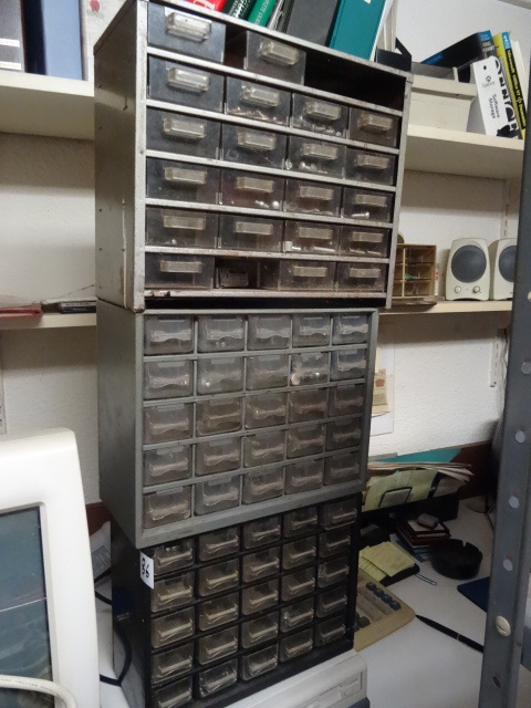 lot 86 image: 3 hardware bins. Misc painting supp...