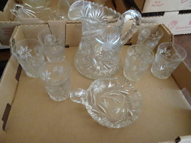 lot 171 image: Pitcher and 6 glasses. Dish. All ma...