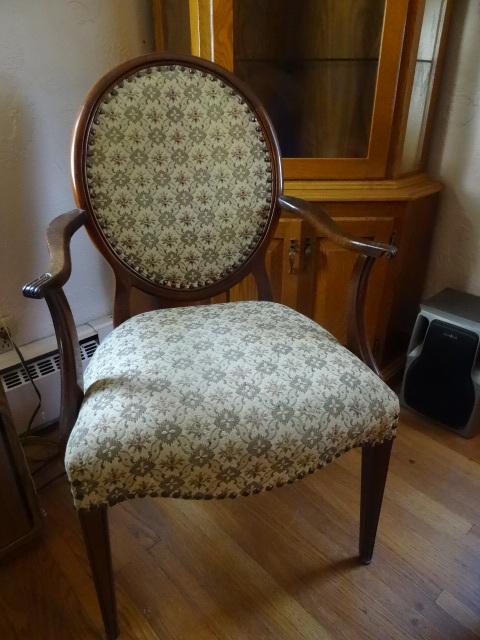 lot 199 image: Vintage wood and upholsterd chair...