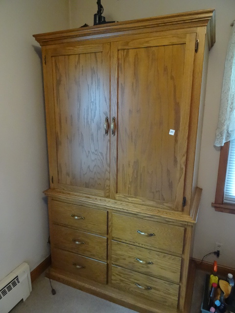 lot 207 image: Handcrafted wardrobe cabinet. 2 top...