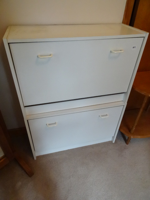 lot 211 image: White shoe cabinet. Qty 2. Stackabl...