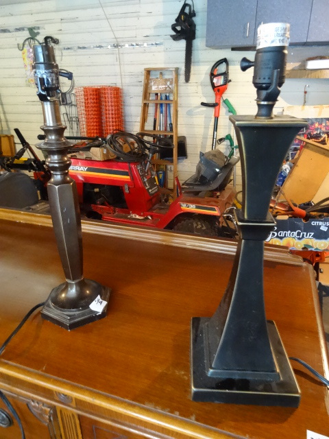 lot 244 image: 2 table lamps. No shades...
