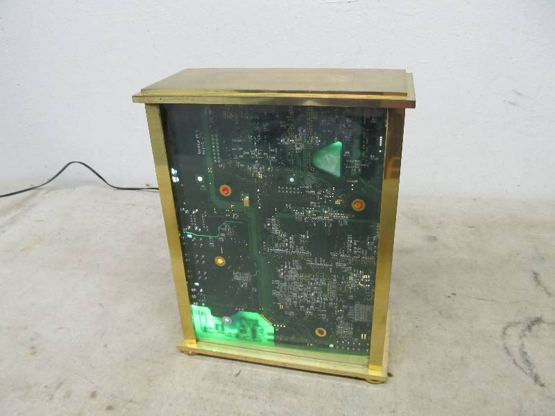 lot 66 image: Lighted Circuit Board Lamp wBrass Clock Case