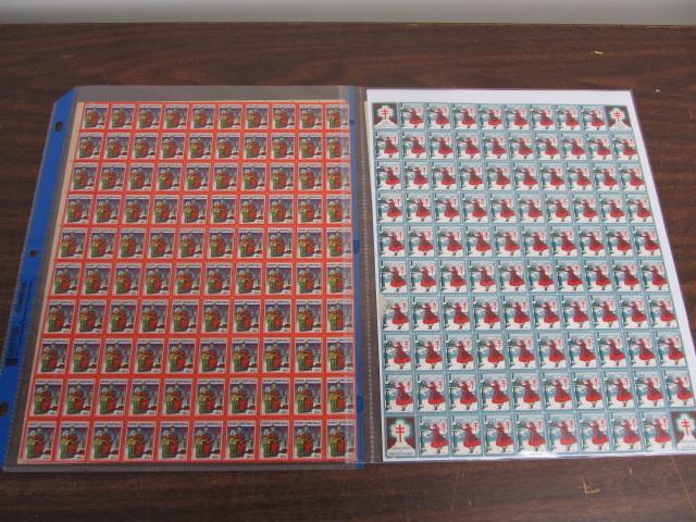 lot 202 image: 4 - 100 Stamp 1930s Unused Christmas Seals Mint Sheets