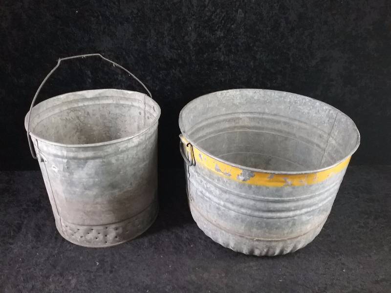 Pair - Galvanized PotBucket
