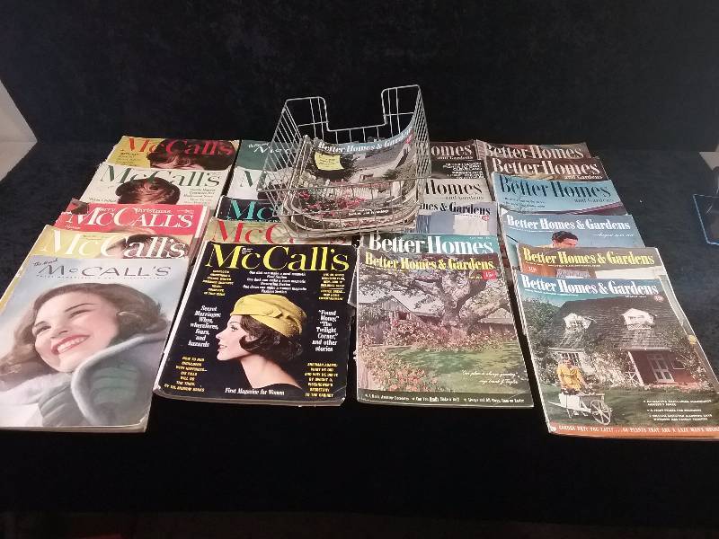 Vintage Magazines & Wire Basket