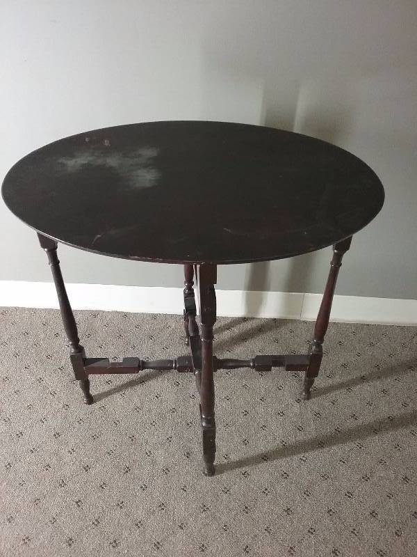 Folding Oval Wood Side Table, 26x26
