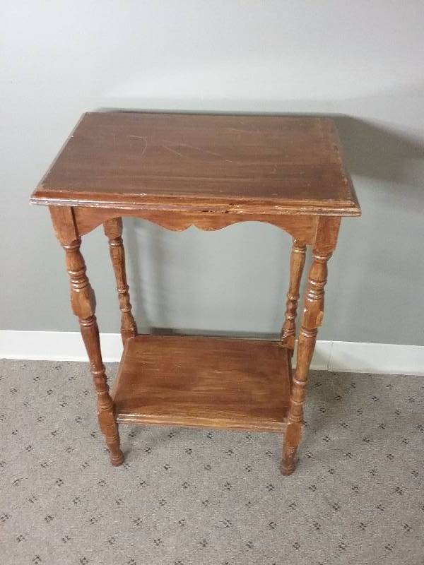 Wood Side Table wShelf 27x12x18
