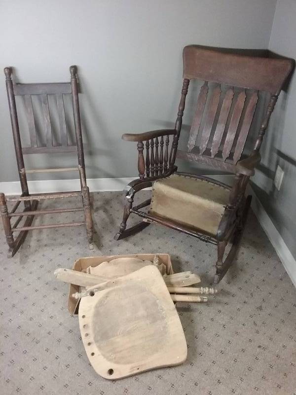 Lot - Wood Rocking Chairs - All Need Repairs