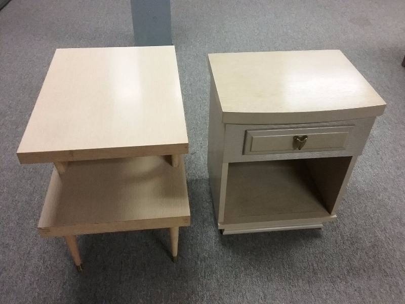 Lot - MidCentury Modern Tiered Side Table 24x27x17, Mencel Night Stand 25x19x15