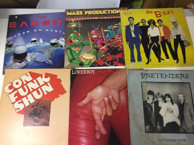 6 Vinyl Record Albums  - Earons, B-52s, Pretenders, Loverboy, Con Funk Shun, Mass Production 83