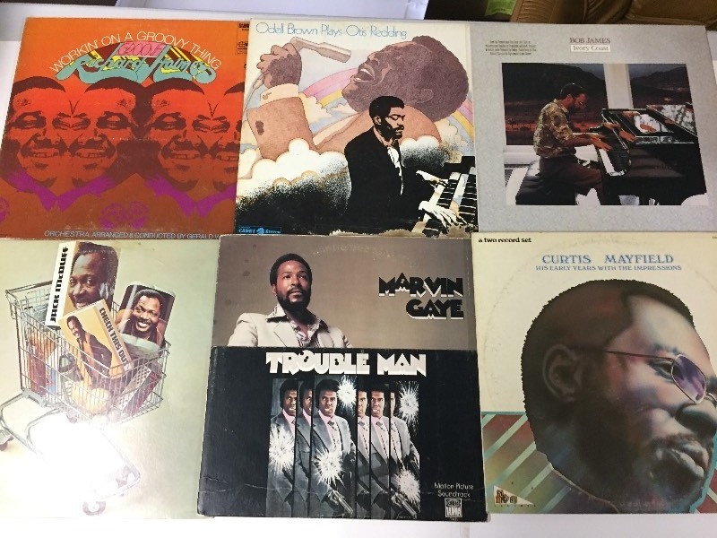 6 Vinyl Record Albums - Holmes, Gaye, Mayfield, Brown, McDuff, James