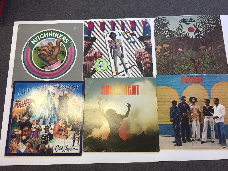 6 Vinyl Record Albums - Hitchhikers, Osibisa, Mutiny, Brick, Solar Heat, Club Nouveau