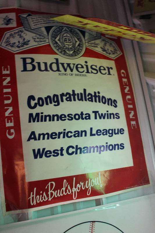 lot 238 image: Budweiser Congratulations Minnesota Twins American League West Champions