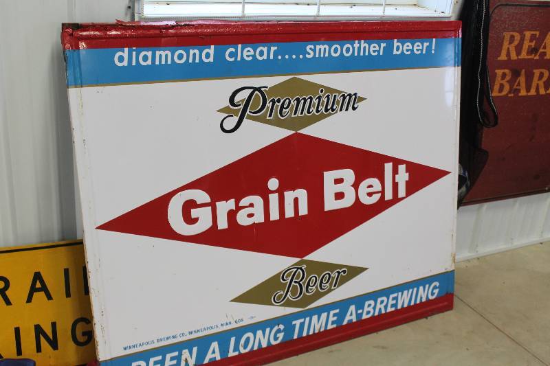 lot 30 image: Grain Belt Beer Metal Sign