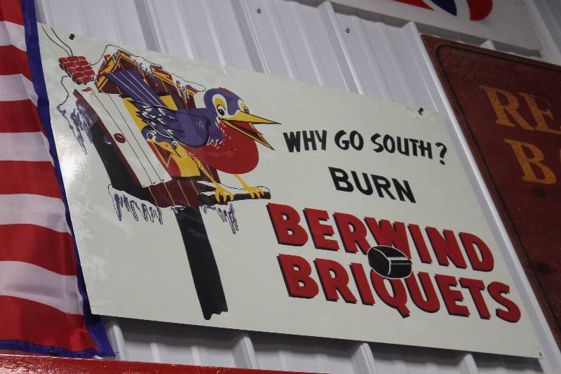 lot 32 image: Berwin Briquets Metal Sign