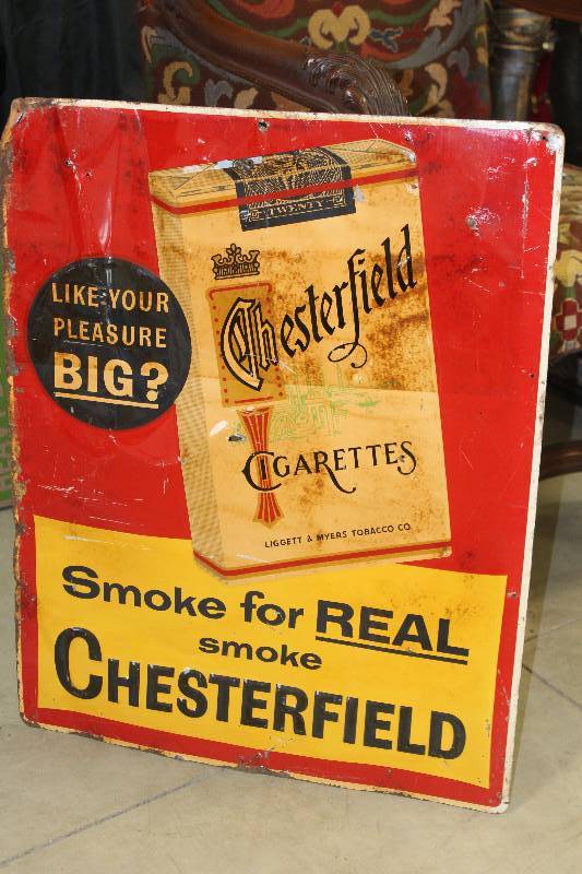 lot 42 image: Chesterfield Cigarettes Metal Sign