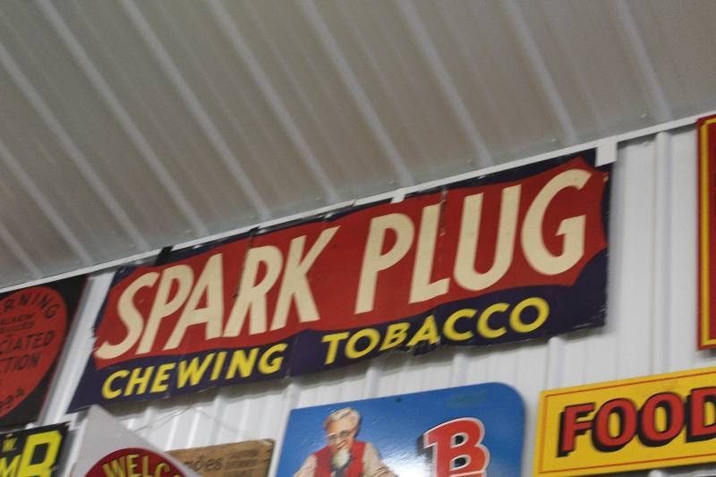 lot 76 image: Spark Plug Chewing Tobacco Cardboard Sign