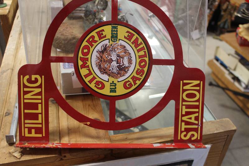 lot 95 image: Gilmore Gasoline Filling Station Metal Sign