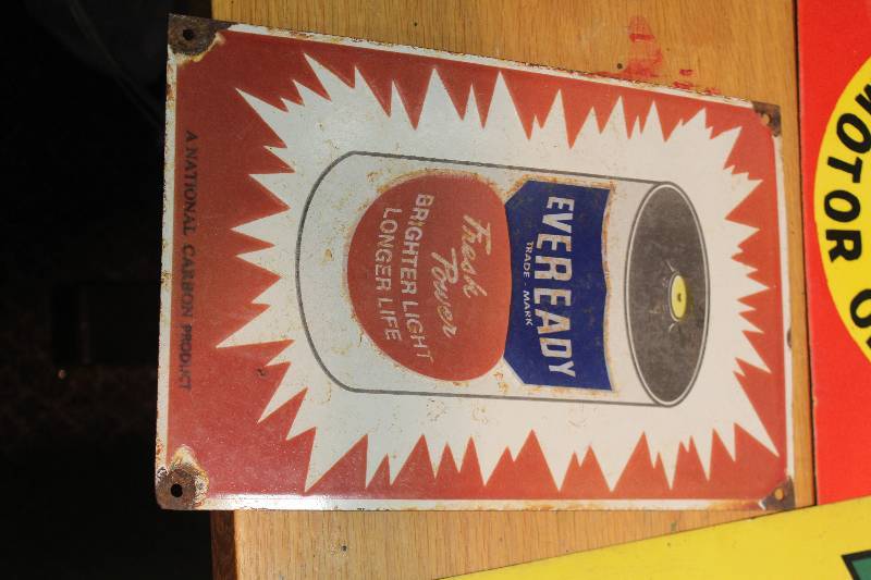 lot 104 image: Eveready Batteries Metal Sign