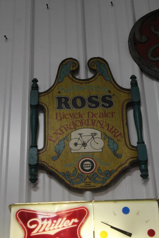 lot 110 image: Ross Bicycle Dealer Extraordinaire Wood Wall Decoration