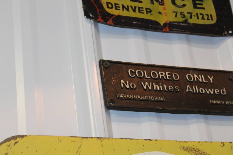 lot 119 image: Colored Only No Whites Allowed Metal Sign