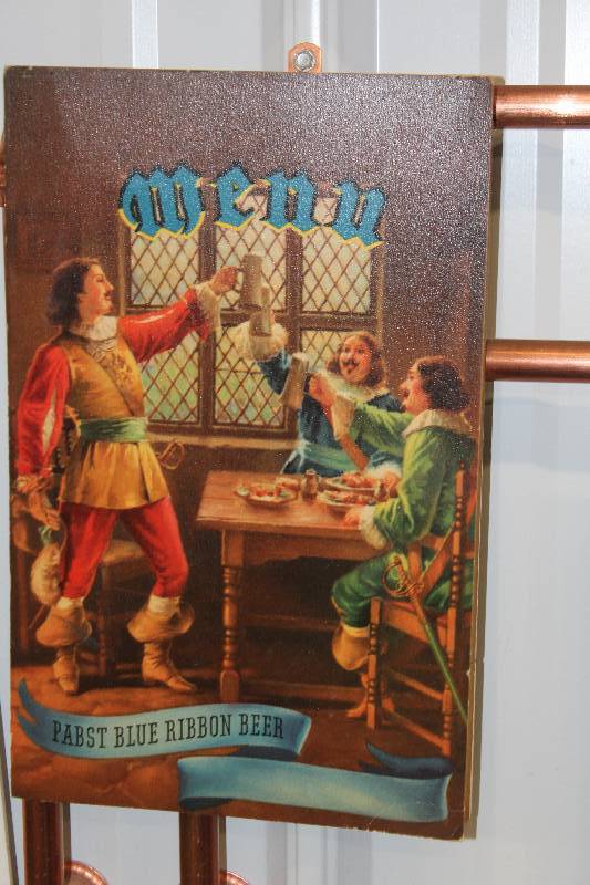 lot 142 image: Pabst Blue Ribbon Beer Menu Cardboard Sign