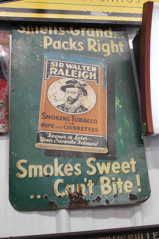 lot 150 image: Sir Walter Raleigh Smoking Tobacco Metal Sign