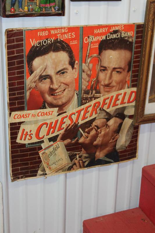 lot 167 image: Its Chesterfield Cigarettes Cardboard Sign