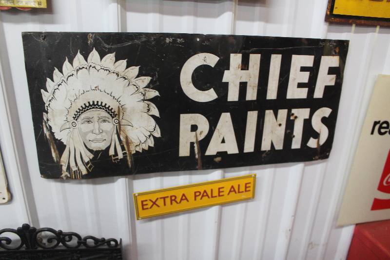 lot 184 image: Chief Paints Metal Sign
