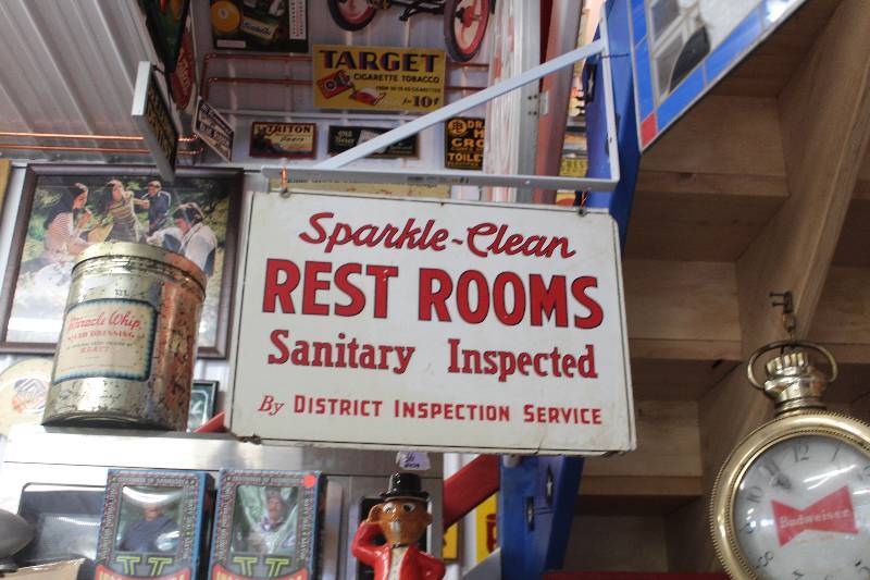 lot 261 image: Sparkle Clean Sanitary Inspected Rest Rooms Sign