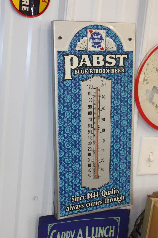 lot 290 image: Pabst Blue Ribbon Beer Wall Thermometer