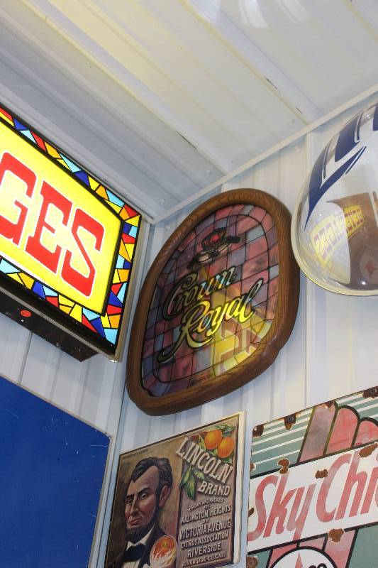 lot 327 image: Crown Royal Glass Sign w Wood Frame