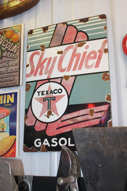 lot 331 image: Texaco Sky Chief Gasoline Metal Sign