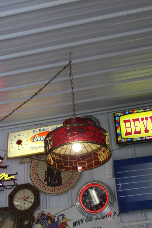 lot 352 image: Coca-Cola Pool Table GlassMetal Light
