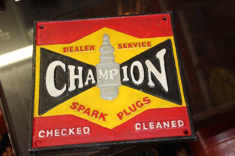 lot 360 image: Champion Spark Plug Metal Sign